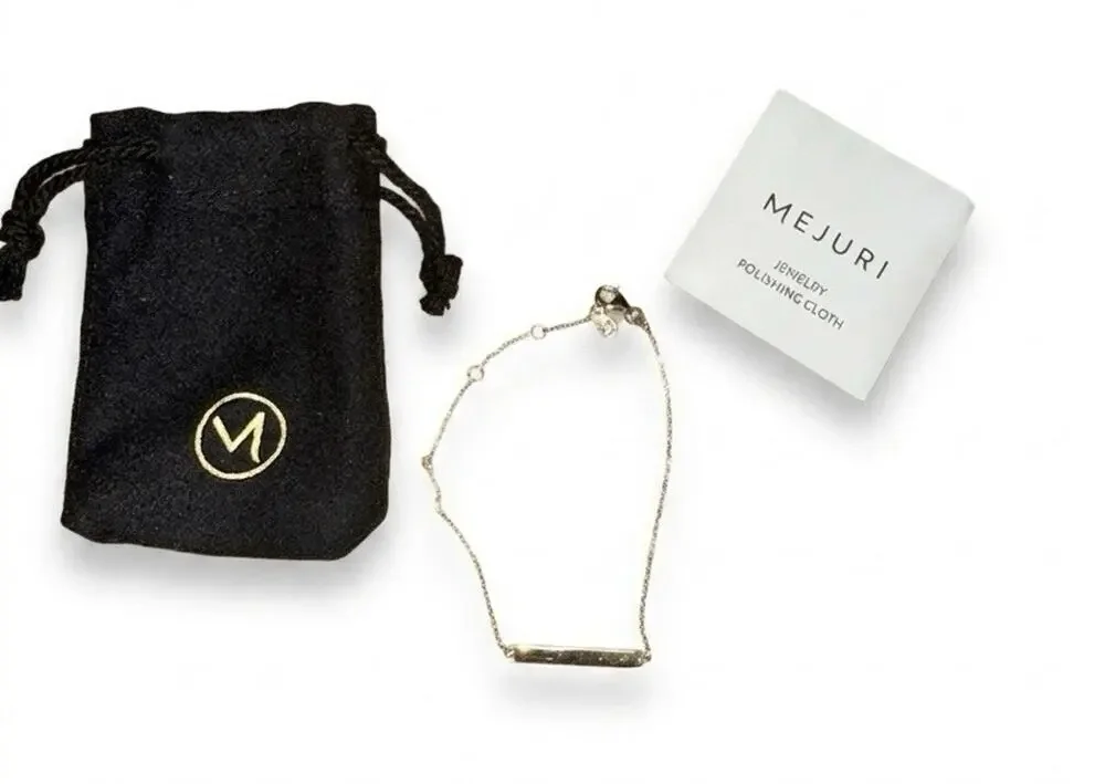 Mejuri Solid Gold Engravable Bar Bracelet Thin Fine Chain Minimalist Jewelry
